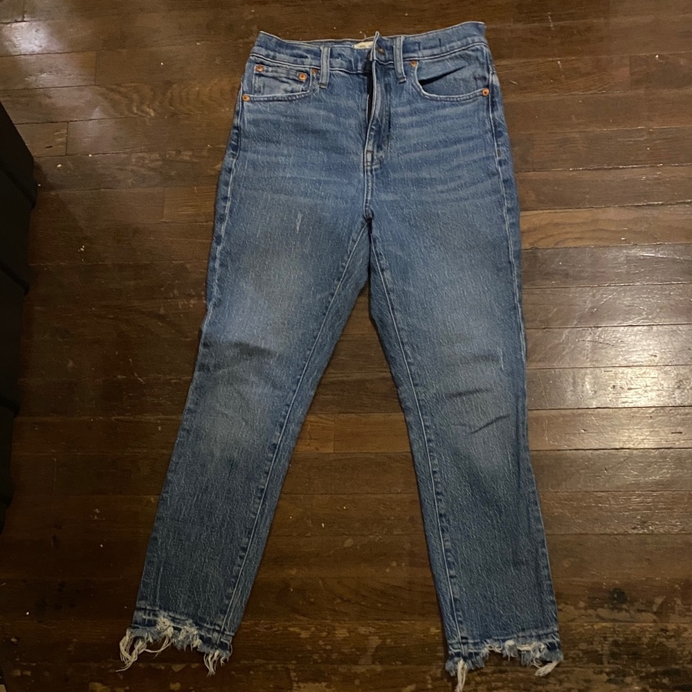 Madewell Distressed Blue Straight Leg Jeans